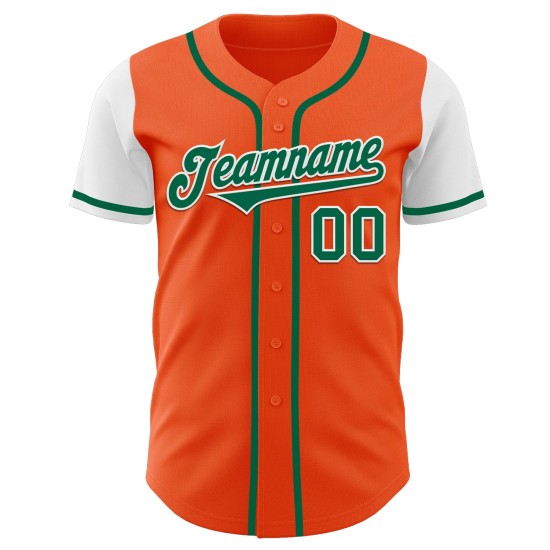 Custom Tone Two Orange Jersey Kelly Grün-Weiß Authentic Baseball Custom Tone Two Orange Jersey Kelly Grün-Weiß Authentic Baseball