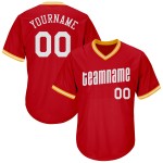 Jersey Baseball Weiß-Gold Throwback Rippstrick Authentic Custom Shirt Rot