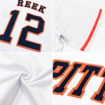 Benutzerdefinierte Orange-Royal Baseball Rib-Strick Shirt Jersey Weiß Throwback Authentic