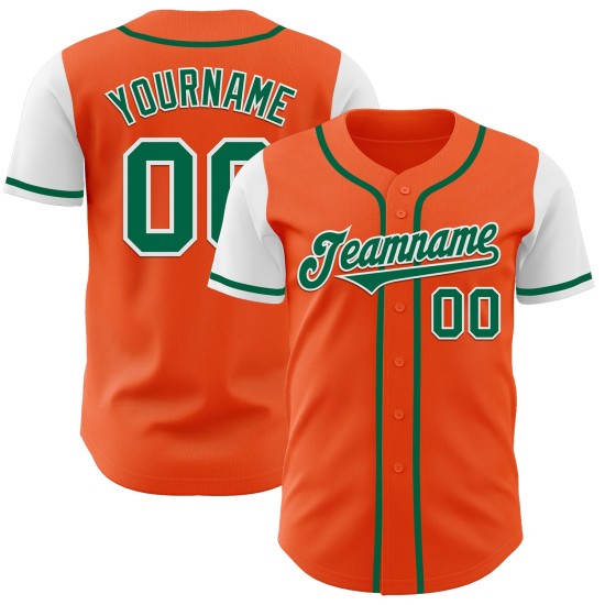 Custom Tone Two Orange Jersey Kelly Grün-Weiß Authentic Baseball Custom Tone Two Orange Jersey Kelly Grün-Weiß Authentic Baseball