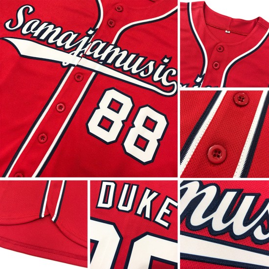 Jersey Baseball Weiß-Schwarz Authentic Custom Rot