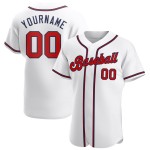 Benutzerdefiniertes rot-marineblaues Baseballtrikot, weiß, authentisch