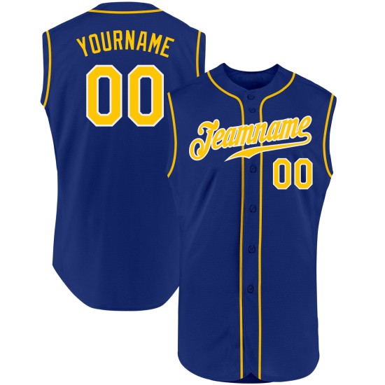 Baseball Royal Authentic Custom Gold-Weiß Trikot ärmellos Baseball Royal Authentic Custom Gold-Weiß Trikot ärmellos
