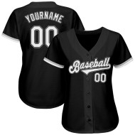 Authentic Baseball Schwarz Custom Jersey Weiß-Grau Authentic Baseball Schwarz Custom Jersey Weiß-Grau