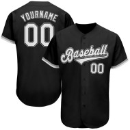 Authentic Baseball Schwarz Custom Jersey Weiß-Grau