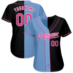 Baseball Pink-Light Jersey Authentic Blau Split Schwarz Custom Fashion