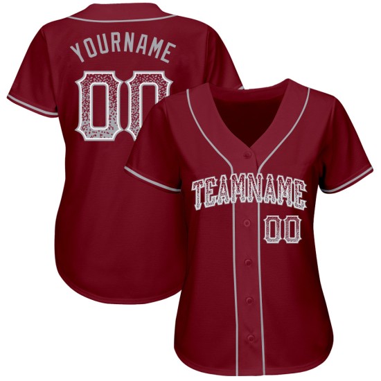 Jersey Drift Custom Baseball Authentic Crimson Grau-Weiß Mode Jersey Drift Custom Baseball Authentic Crimson Grau-Weiß Mode