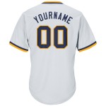 Throwback Weißes Rippstrick-Jersey Authentic Shirt Baseball Custom Navy-Gold