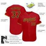 Benutzerdefinierte schwarz rot Jersey authentische Baseball Nadelstreifen schwarz-gold