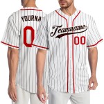 Jersey Nadelstreifen Baseball Authentic Braun Custom Weiß Rot-Braun Jersey Nadelstreifen Baseball Authentic Braun Custom Weiß Rot-Braun
