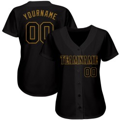 Schwarz-Old Custom Baseball Gold Jersey Schwarz Authentic