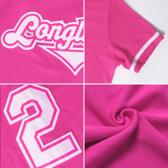 Blaues Baseball-Trikot in Pink-Hellpink, authentisch
