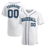 Jersey Weiß Navy-Teal Baseball Authentic Custom