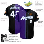 Benutzerdefinierte Schwarz Weiß-Lila Authentic Jersey Baseball Fashion Split Benutzerdefinierte Schwarz Weiß-Lila Authentic Jersey Baseball Fashion Split