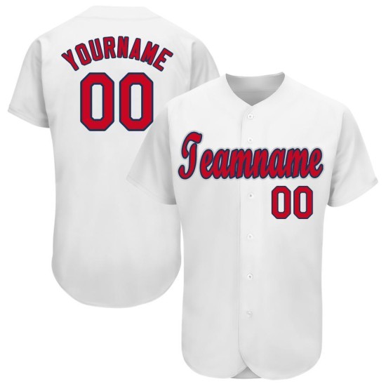 Jersey Weiß Rot-Navy Baseball Custom Jersey Weiß Rot-Navy Baseball Custom
