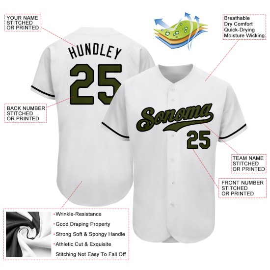 Authentisches White Day Oliv-Schwarzes Baseballtrikot Memorial Custom