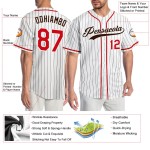 Jersey Nadelstreifen Baseball Authentic Braun Custom Weiß Rot-Braun Jersey Nadelstreifen Baseball Authentic Braun Custom Weiß Rot-Braun