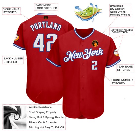 Weiß-Royal Jersey Baseball Custom Authentic Rot