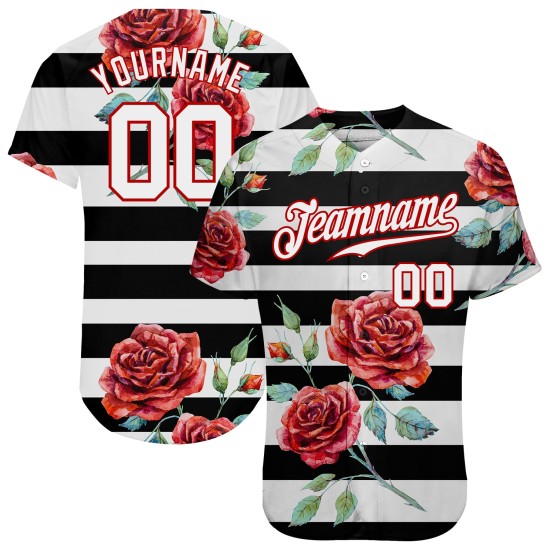 Weiß-Rot Authentic Custom Jersey 3D Design Mandalas Schwarz Baseball Muster Weiß-Rot Authentic Custom Jersey 3D Design Mandalas Schwarz Baseball Muster
