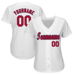 Jersey Weiß Rot-Navy Baseball Custom Jersey Weiß Rot-Navy Baseball Custom