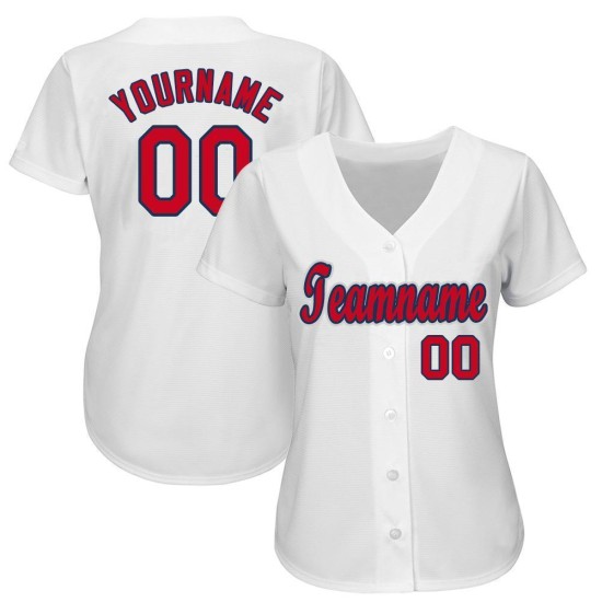 Jersey Weiß Rot-Navy Baseball Custom Jersey Weiß Rot-Navy Baseball Custom