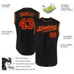 Benutzerdefiniertes schwarzes Baseballtrikot Rot-Gold Authentic Ärmellos Benutzerdefiniertes schwarzes Baseballtrikot Rot-Gold Authentic Ärmellos