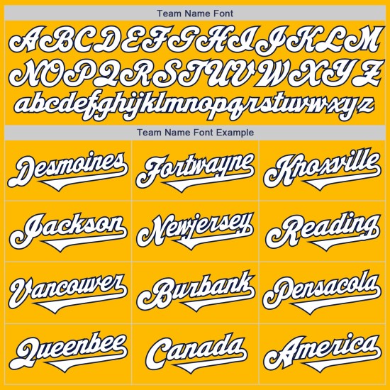 Zwei benutzerdefinierte weiß-marineblau goldfarbene Baseball-Trikots Zwei benutzerdefinierte weiß-marineblau goldfarbene Baseball-Trikots
