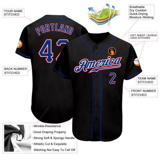 Jersey Schwarz Custom Authentic Royal-Red Baseball Jersey Schwarz Custom Authentic Royal-Red Baseball