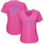 Blaues Baseball-Trikot in Pink-Hellpink, authentisch