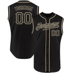 Baseball-Trikot ärmellos Custom Authentic Schwarz Schwarz-Creme Baseball-Trikot ärmellos Custom Authentic Schwarz Schwarz-Creme