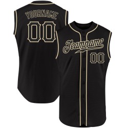 Baseball-Trikot ärmellos Custom Authentic Schwarz Schwarz-Creme