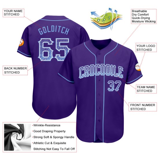 Jersey Blau-Weiß Lila Benutzerdefinierte Authentic Fashion Drift Light Baseball Jersey Blau-Weiß Lila Benutzerdefinierte Authentic Fashion Drift Light Baseball