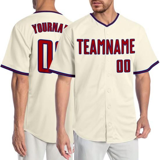 Red-Royal Custom Baseball Creme Trikot Authentic Red-Royal Custom Baseball Creme Trikot Authentic