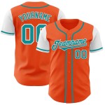 Tone Two Baseball Trikot Authentic Teal-Weiß Custom Orange Tone Two Baseball Trikot Authentic Teal-Weiß Custom Orange