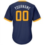 Shirt Custom Throwback Authentic Navy Gold-Weiß Jersey Rippstrick Baseball