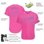 Blaues Baseball-Trikot in Pink-Hellpink, authentisch