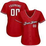 Jersey Baseball Weiß-Schwarz Authentic Custom Rot