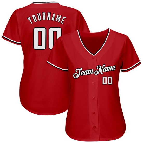 Jersey Baseball Weiß-Schwarz Authentic Custom Rot