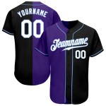 Benutzerdefinierte Schwarz Weiß-Lila Authentic Jersey Baseball Fashion Split Benutzerdefinierte Schwarz Weiß-Lila Authentic Jersey Baseball Fashion Split