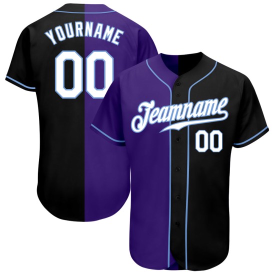 Benutzerdefinierte Schwarz Weiß-Lila Authentic Jersey Baseball Fashion Split Benutzerdefinierte Schwarz Weiß-Lila Authentic Jersey Baseball Fashion Split