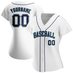 Jersey Weiß Navy-Teal Baseball Authentic Custom