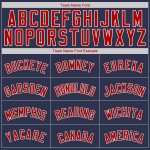 Benutzerdefiniertes authentisches Marineblaues Baseballtrikot in Rot-Weiß Benutzerdefiniertes authentisches Marineblaues Baseballtrikot in Rot-Weiß