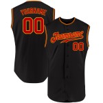 Benutzerdefiniertes schwarzes Baseballtrikot Rot-Gold Authentic Ärmellos Benutzerdefiniertes schwarzes Baseballtrikot Rot-Gold Authentic Ärmellos