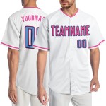 Blau-Rosa Jersey Authentic Light Custom Baseball Weiß Blau-Rosa Jersey Authentic Light Custom Baseball Weiß