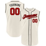 Jersey Ärmellos Creme Custom Rot-Schwarz Baseball Authentic Jersey Ärmellos Creme Custom Rot-Schwarz Baseball Authentic