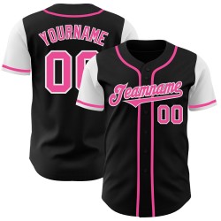 Jersey Rosa-Weiß Ton Zwei Schwarz Custom Authentic Baseball