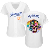 Authentisches weißes Custom Fashion Skull Royal-Orange Jersey Baseball Authentisches weißes Custom Fashion Skull Royal-Orange Jersey Baseball