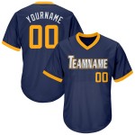 Shirt Custom Throwback Authentic Navy Gold-Weiß Jersey Rippstrick Baseball