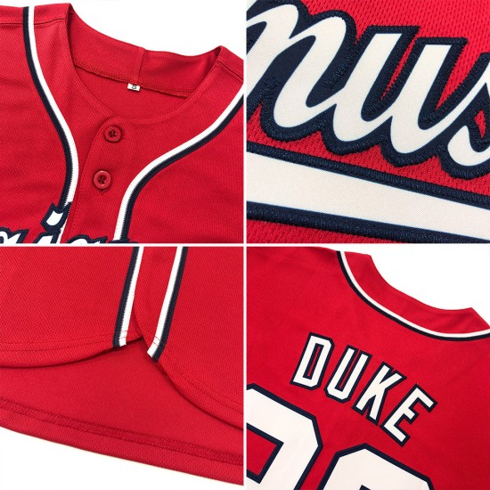 Jersey Red Baseball Authentic Custom Rot-Marineblau
