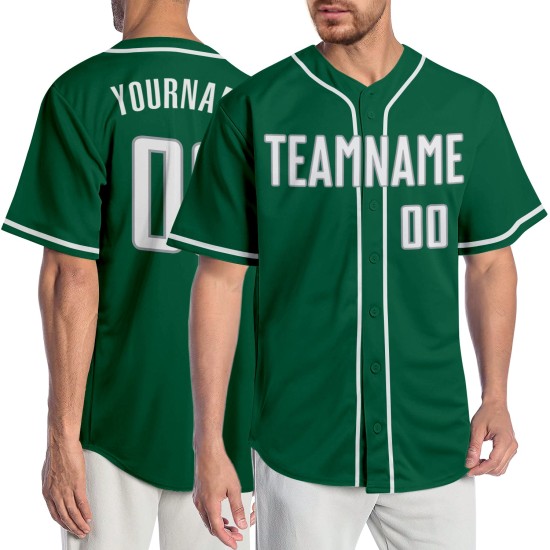 Grünes Custom-Trikot Kelly Weiß-Grau Baseball Authentic Grünes Custom-Trikot Kelly Weiß-Grau Baseball Authentic